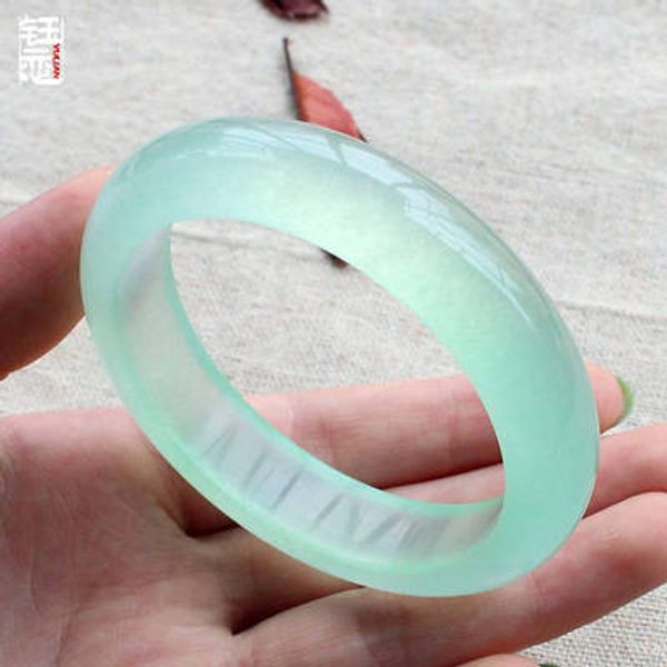 

zheru jewelry natural myanmar jade 54-64mm light color bracelet elegant princess jewelry gift, Golden;silver