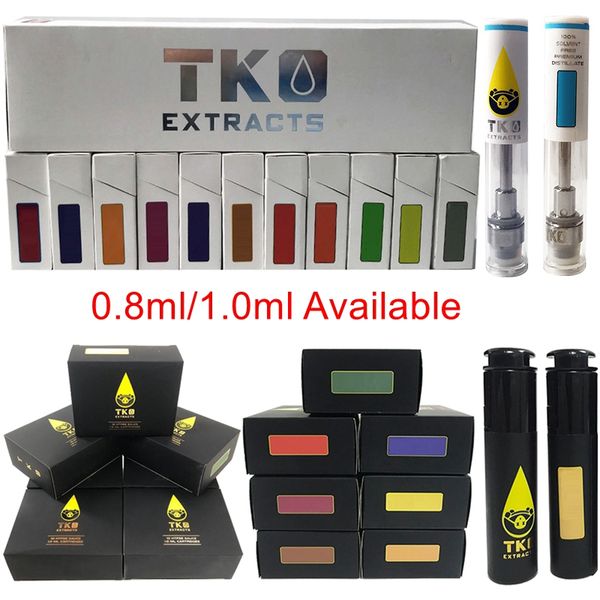 

TKO Соус Экстракты Vape Картриджи Упаковка 0,8 мл 1мл 510 Керамические тележках Пустые Vape Pen Форсунка E Сигареты Стекло густое масло воск испарителем