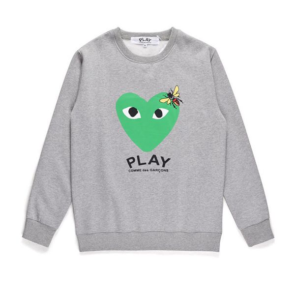 

commes des garcons play heart cdg red heart bee print мужчины толстовки осень красное сердце/зеленое сердце пуловер толстовка письмо толстый, Black