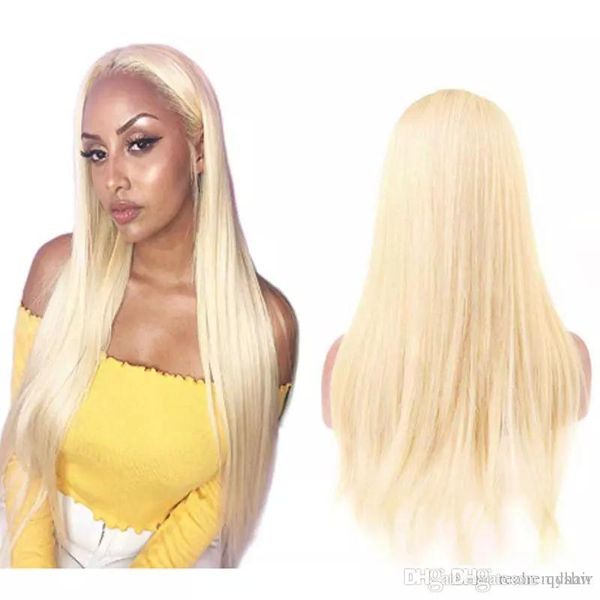 Honey Blonde Human Hair Wigs Pre Plucked Long Straight Virgin