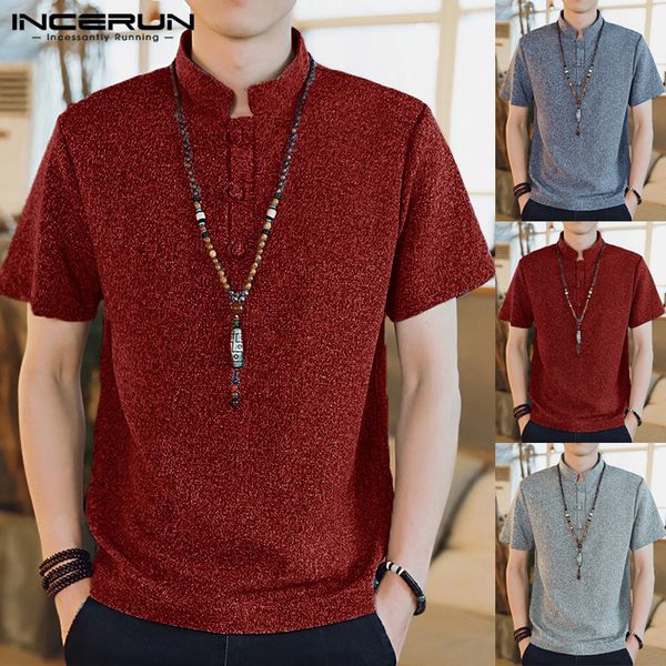 

ethnic tunic vintage casual shirt dress men shirt social tee man masculina chemise stand collar camisa undertunic blouse, White;black
