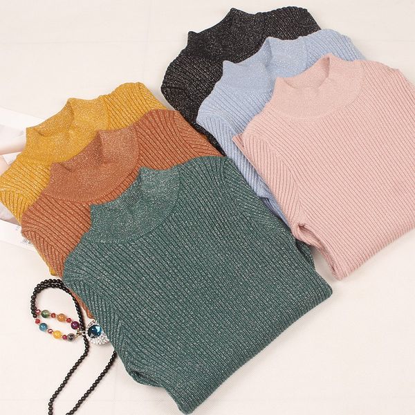 

onlysvter lurex glitter women sweater spring autumn silm jumper high elasticity rib knitted female pullover sweater, White;black