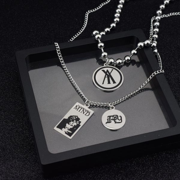 

fashion girl hip hop boy mix and match stacked necklace long necklace stainless steel does not fade sale, Silver