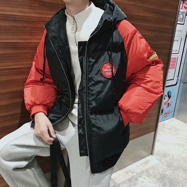 

dropshipping men winter jacket coats casual warm polyeste windbreaker parka hip hop design coats man streetwear thick outwear, Black
