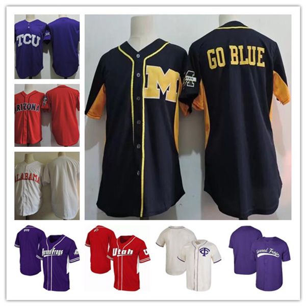 

2017 alabama crimson tide arizona wildcats michigan wolverines college tcu horned frogs blank baseball jersey, Blue;black