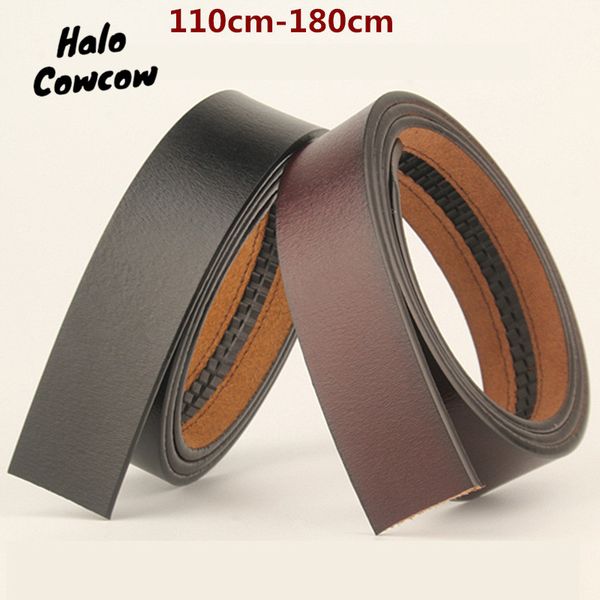 

110 130 140 150 160 170 180cm belt body no buckle men plus size belt cowhide genuine leather automatic buckle belts 3.5cm width, Black;brown
