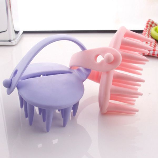 

1pcs silicone head washing scalp massage comb hair shampoo washing exfoliation hairbrush hairdressing cleaning tool, Silver