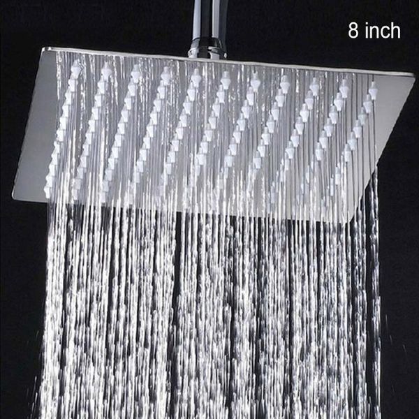 

8 inch 6 inch bathroom round square chrome water rainfall spray stainless steel shower