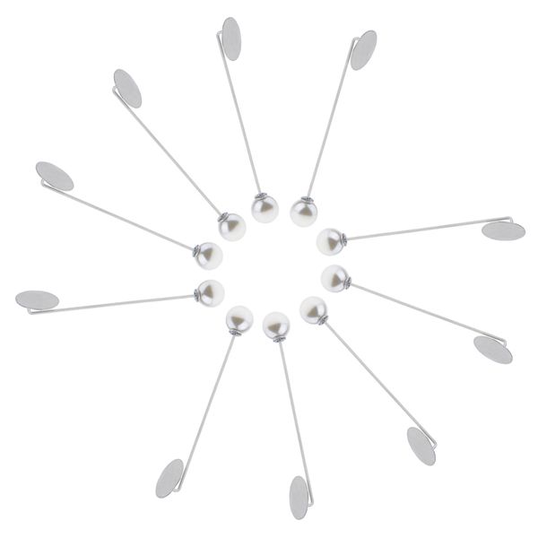 

10 piece blank tray lapel stick pin hat scarf brooch diy clutch boutonniere, Gray