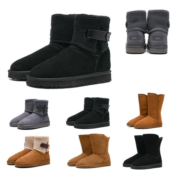 

2019 Australia Classic designer FOR women Snow Boots WGG short kneel boots GREY high quality Short Winter Boots Crystal Butto US5-10 HOT