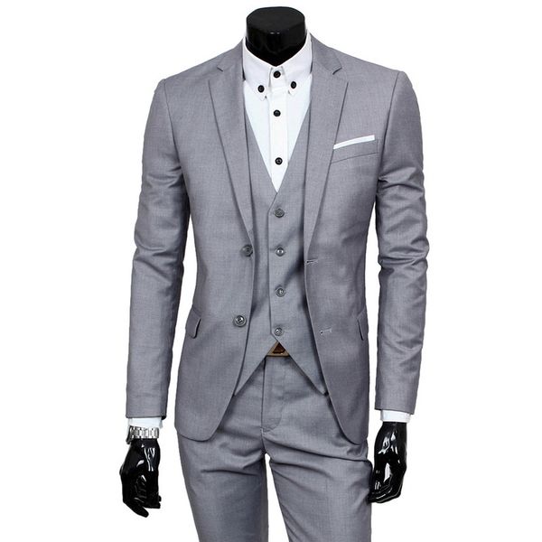 

jacket&pant&vest luxury men wedding suit male 3 pieces blazers slim fit suits for men costume business formal party vest sets, White;black