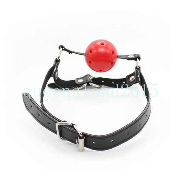 Maschera per la testa in morbida ecopelle Imbracatura Bondage Ball Gag con mento Restrain Adult A876