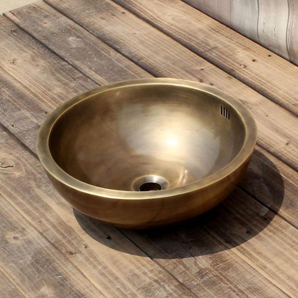 

double bowl sink round copper vanitysink smooth surface bathroom sink brass product china sink