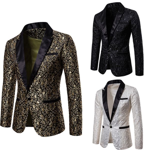 

роскошные мужчины мода v-образный вырез с длинным рукавом slim fit костюм blazer платье формальный tops банкета партии вечерних курток цвето, White;black