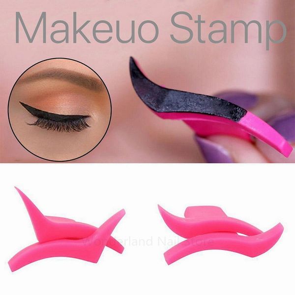 2/1Pair Eyeliner Wing Stamps Easy to Makeup Template Stencil Modelli Eye Wing Stamp Brush Tool maquiagem Professional