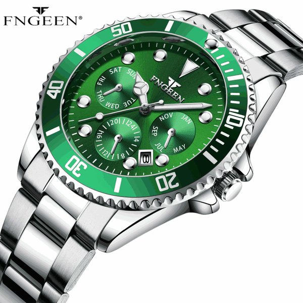 

fngeen watch men sport watch male date men's watches waterproof male quartz clock erkek kol saati, Slivery;brown