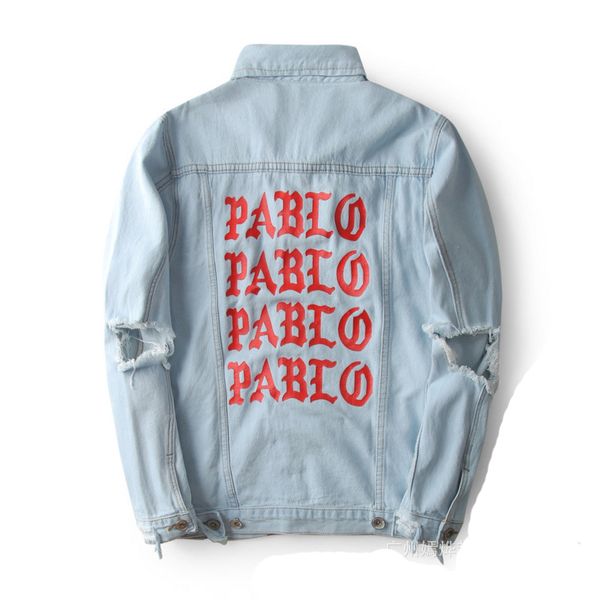 

Album PABLO Coats Kanye West Pablo Denim Jackets Men Hip Hop Yeezus Tour Streetwear Jeans Jackets I Feel Like Kanye Clothing Hotsale