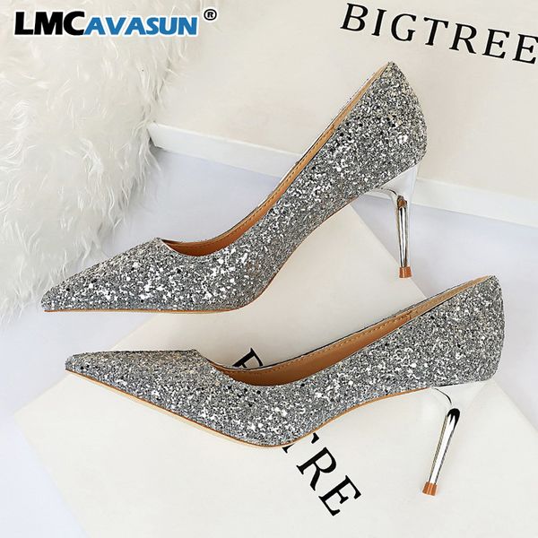 

lmcavasun spring women pumps 7cm high thin heel pointed toe ladies bridal wedding women shoes white female high heels, Black