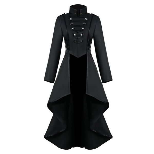 

women gothic jackets steampunk tuxedo button lace corset elegant halloween costume ladies casual v neck coat outfits #3f, Black;brown