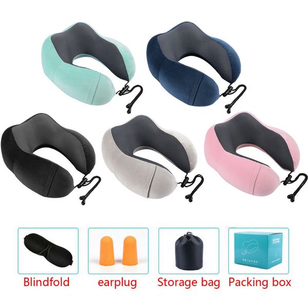 

memory foam travel pillow neck pillow u shaped soft head car flight office rest support airplane travel 5 colors