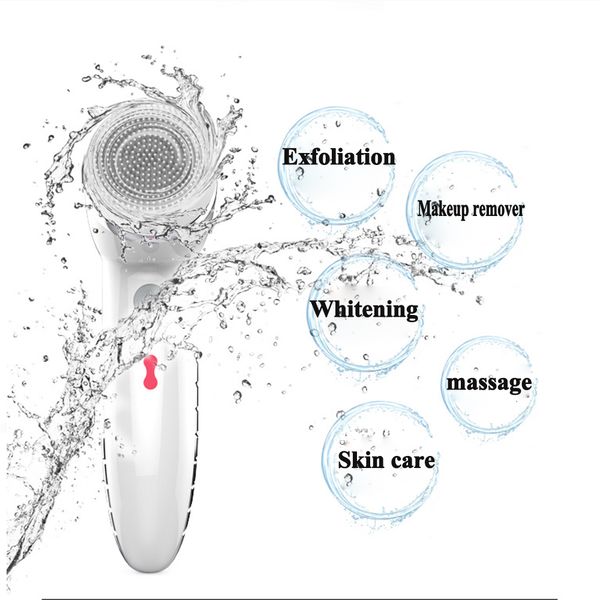 

4in1 facial cleansing brush sonic vibration mini face cleaner silicone deep pore cleaning electric waterproof massage with 4 heads