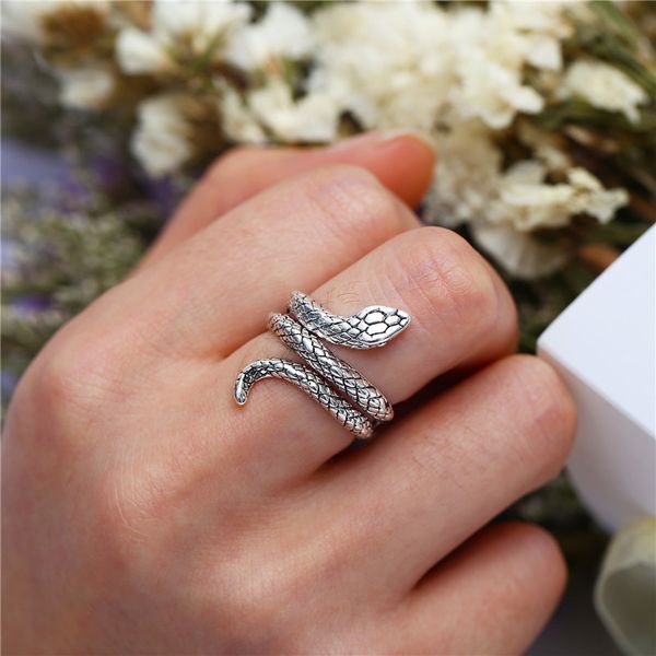

fashion snake rings for women vintage silver plated punk rock finger ring retro animal jewelry hz, Golden;silver