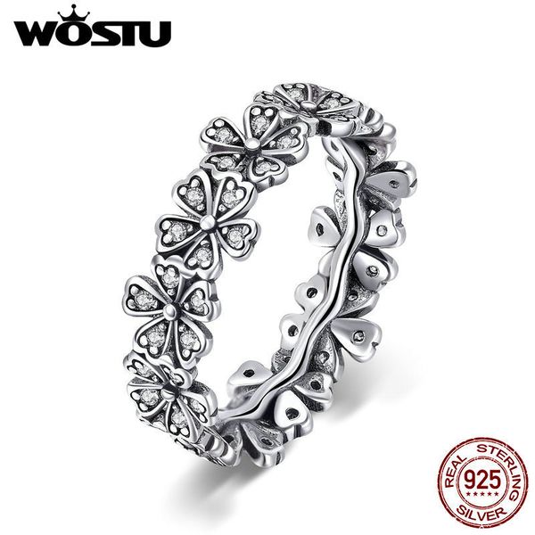 

wostu 100% real 925 sterling silver dazzling stackable daisy floral wedding rings for women dropshipping fashion jewelry cqr397 t190624