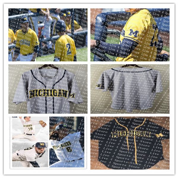 

custom michigan wolverines colosseum baseball barry larkin blake nelson jack blomgren alec rennard ako thomas jim abbott yellow ncaa jerseys, Black