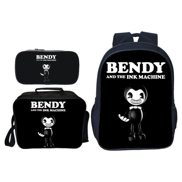 

3pcs/set fashion bendy and the ink kids baby school bags for children backpacks boys schoolbag cartoon game girls bookbag