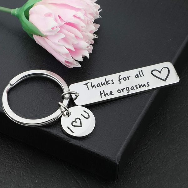 

letter funny keychain gifts for boyfriend husband thanks for all the orgasms keychain with couples gift, Silver
