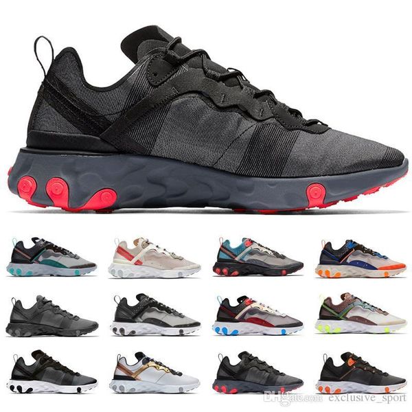 

new 2019 react element 55 87 running shoes men women triple black metallic gold red mens designer trainer sports sneakers size 36-45