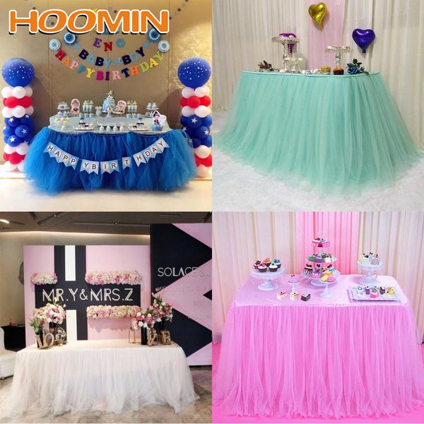 

hoomin multi colors table skirt wedding party decoration 75*100cm party tulle tutu home decoration