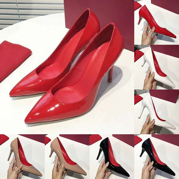 

women shoes red bottom high heels 6.5cm and 9.5cm leather pointed toes pumps dress shoes original packaging size 34-41, Black