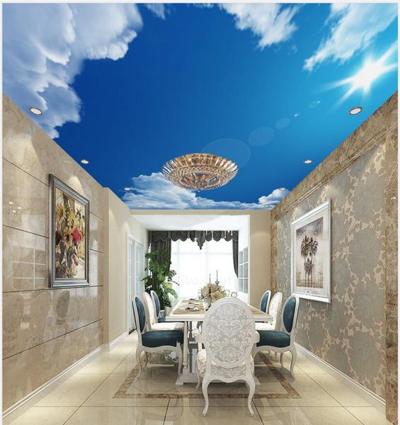 

blue sky white clouds sun ceiling mural p wallpaper living room bedroom ktv ceiling murals wallpaper