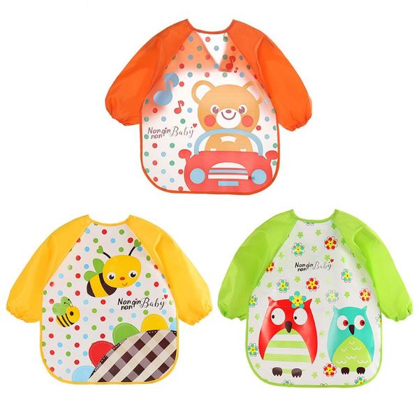 

baby waterproof apron cute cartoon feeding long sleeve infant bibs burp clothes