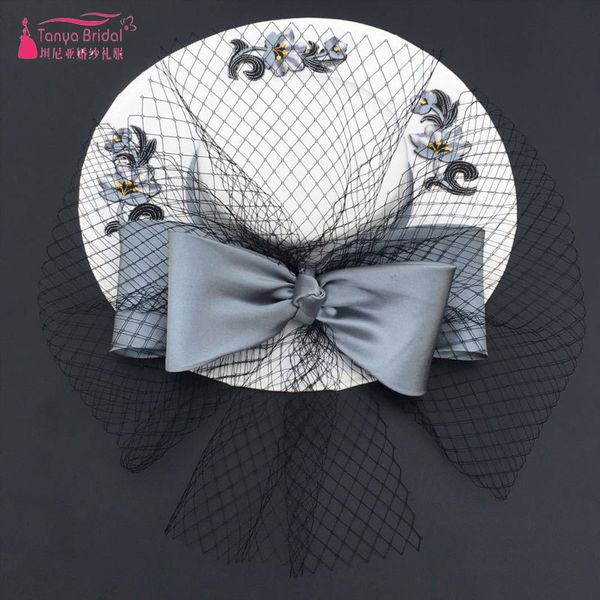 

fashion bridal wedding hats white and black cover face tulle elegant women evening hats zh047