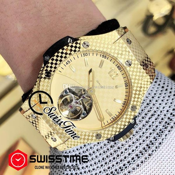 

продажа автоматические мужские tourbillon часы желтого золота стали текстуры золото циферблат палка маркеры коричневый каучуковый ремешок ча, Slivery;brown