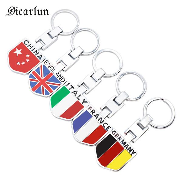 

dicarlun italy flag keychain men shield keychain rings usa england germany us metal key keychains pendant charms gifts for men, Silver