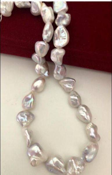 

beautiful 11-12mm south sea baroque silver grey pearl necklace 18inch 36