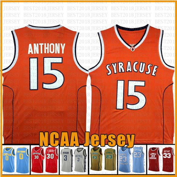 Orange 12 De'Andre Virginia Cavaliers Hunter Carmelo 15 Anthony Syracuse Maglia da basket NCAA University 21 Rui Gonzaga Bulldogs Hach 5555