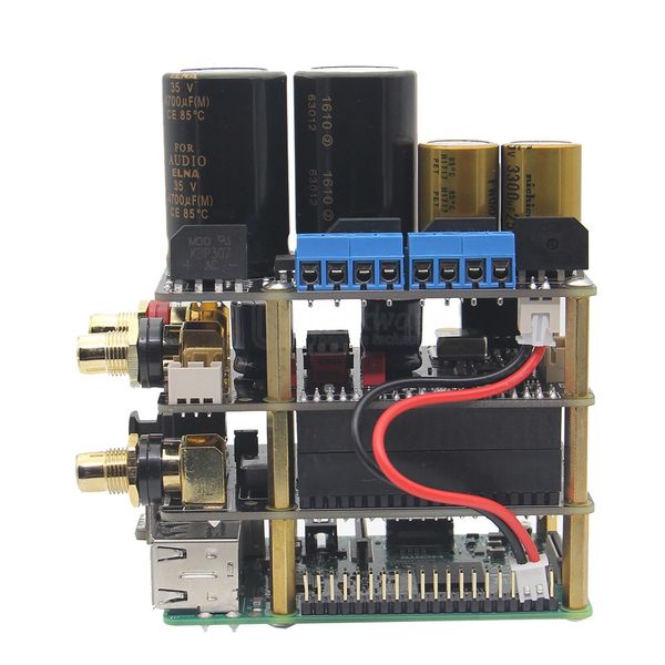 Kit de áudio de alta qualidade Raspberry Pi X20 Raspberry Pi (Placa DAC X20 ES9028Q2M / Placa X10-I2S / Placa de fonte de alimentação X10-PWR / Amplificador X10-HPAMP (KitB))