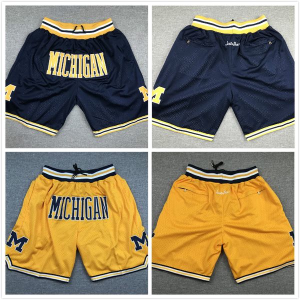 

new men basketball shorts just don michigan college yellow navy blue shorts stitched size s- ing, Black
