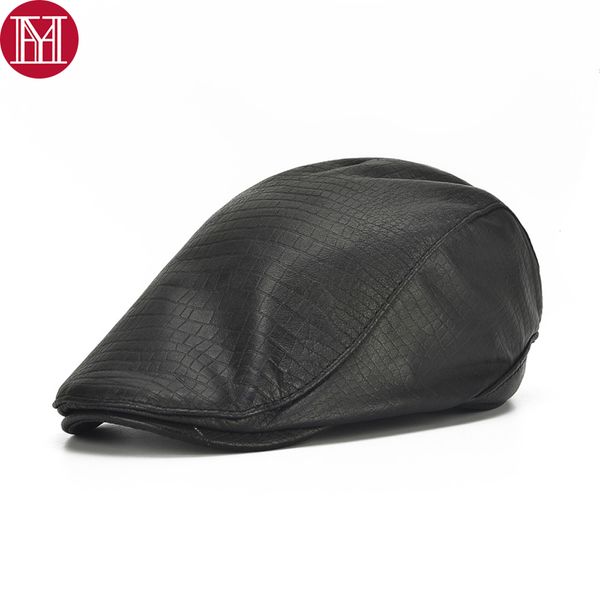 

men real genuine sheepskin leather hats new fall winter men casual real sheep skin leather berets caps outdoor visor newsboy hat, Blue;gray