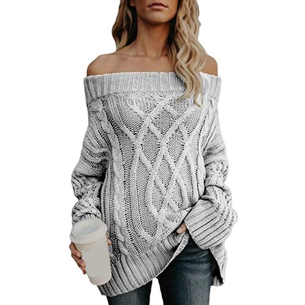 

women sweater autumn winter lady warmth thick off shoulder sweater femme solid soft sweaters robe femme, White;black
