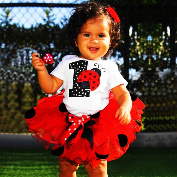 

baby girl first 1st birthday party tutu dresses for vestidos infantil little princess outfits 1 year girls baptism costume 2018, Red;yellow