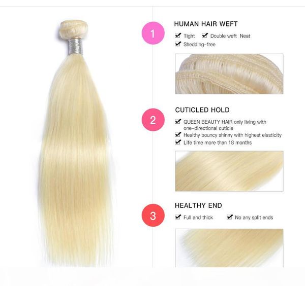 

hair bundles weave 613 blonde color brazilian straight 3 bundles virgin human hair bundle extensions unprocessed thick soft seller, Black;brown