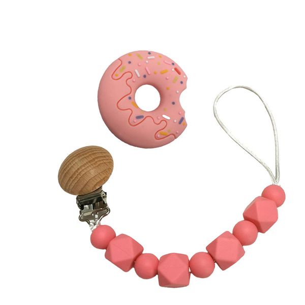 

зажим для соска из бука силиконовый прорезыватель-пончик соска-цепочка безопасная цепь для прорезывания зубов бфа-бесплатная детские прорезы