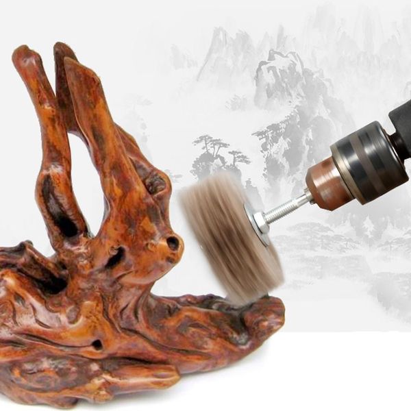 

120/240/400 transparent abrasive polishing wire brush root carving furniture grinding wheel brush for wood carving 1set j3
