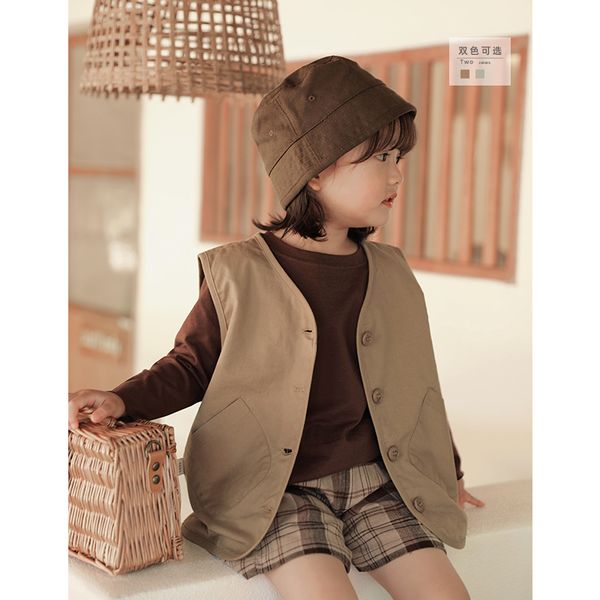 

2020 весна новые девушки контракт сплошной цвет корейский досуг жилет дети v шеи жилет, Blue