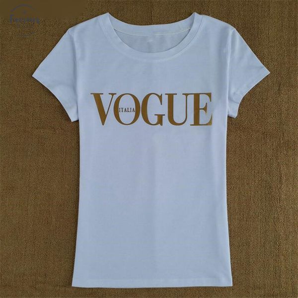 

t-shirt o-neck summer t shirt women gold color vogue tee shirt femme short sleeve cotton tshirt women camiseta mujer, White